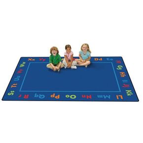 Carpets for Kids KID$Value Plus 72.88 Alphabet Value Classroom Rug 6ft x 9ft Rectangle Blue