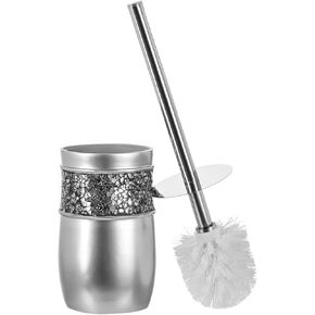 Creative Scents Toilet Brush with Holder - Toilet Bowl Cleaner Brush and Holder - Good Grip, Deep Cleaning, Decorative Design Compact Toilet Bowl Scrubber (Silver)