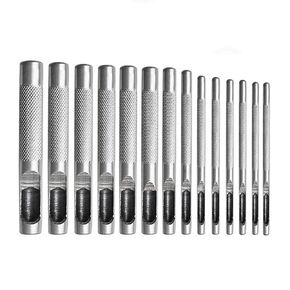 12pcs Kit Round Punch Hollow Punch Steel Chisel Leather Puncher .Cutting Tool for Belts, Metal gaskets, Leather, Canvas (1mm to 10mm)