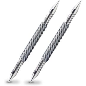 Dual Head Nail Setter Spring Loaded Nail Set Spring Nail Punch Hammerless Tool Kit 1/32″& 1/16″ Tools 3500 PSI Striking Force Counter Punch - 2 PCS