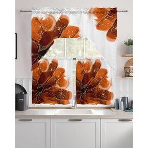 Blue Leaves, Swag Valance Kitchen Curtains, Rod Pocket Valance Curtain Panels for Bedroom Living Room Bathroom Cafe Windows, Watercolor Gradient Botanic Vintage Art 56''x36''