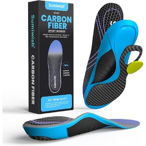 Carbon Fiber Insole for Men & Women - Sumiwish（1 Pair）High Arch & Rigid Support Shoe Inserts for Women & Men - Rigid Support for Turf Toe, Foot Fractures, Hallux Rigidus - Women’s 9.5-10, Men’s 8-8.5