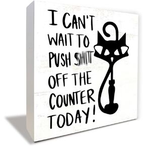 Funny Cat Bathroom Shelf Decor, Black And White Cat Bathroom Decor, Can I Interest You In A Napkin, Wood Box Sign Block for Home Farmhouse Decor for Bathroom Shelf Tabletop Decor, Cat Mom Gifts, 5 x 5 Inches