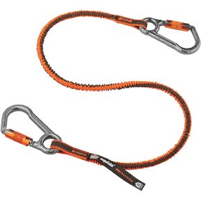 Ergodyne - 19828 Shock Absorbing Tool Lanyard with Two Locking Aluminum Carabiners, Tool Weight Capacity 15lbs, Squids 3118, Orange (3118F(x)), Standard