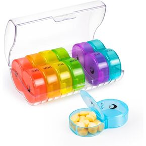 منظم حبوب منع الحمل من آم بي إم 7 أيام، مرتين في اليوم، صندوق حبوب أسبوعي كبير، صناديق حبوب ومنظم مرتين في اليوم in Kuwait