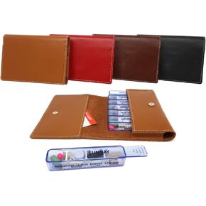 Kibodan Leather Pill Case Wallet - Weekly Pill Organizer (Light Cognac)