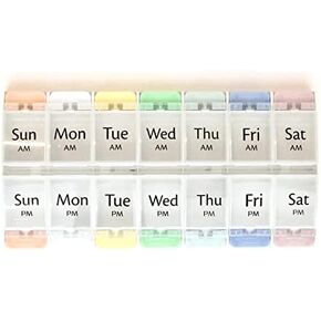 منظم مخطط كابسولين لمدة 7 أيام للحبوب والمكملات الغذائية - منظم صباحًا/مساءً بألوان الباستيل in Kuwait