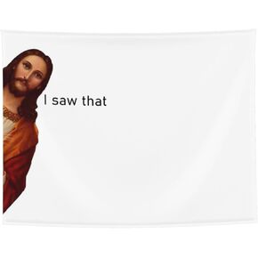 GOWMEE Jesus I Saw That Tapestry Meme Funny Tapestries Aesthetic Wall Hanging Art Poster For Teen Girl College Dorm Bedroom Living Room Home Party Decoration 29"X37"