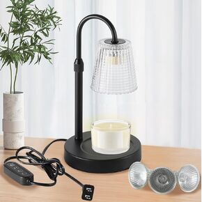 Candle Warmer Lamp,with Timer & Dimmer(3Bulbs),Candle Lamp Warmer Height Adjustable,Gifts for New Home,House Warming Gift,Birthday Gifts for Women/Daughter/Mom/Friend-Black