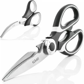 Kitchen Shears by Gidli - Lifetime Replacement Warranty- Includes Seafood Scissors As a Bonus - Heavy Duty Utility Stainless Steel All Purpose Ultra Sharp Scissors for Food
