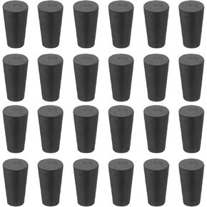 MECCANIXITY Rubber Tapered Plug 11mm to 15mm Solid Test Tubes Bungs Stopper Black for Lab Home 24 Pieces