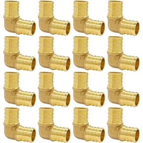 Hooshing 16PCS 3/4 Inch 90 Degree Elbow PEX Fitting Solid Brass Barb Crimp Fittings for PEX Pipe Hose