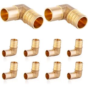 5-Pack PEX Fittings, 3/4" PEX x 3/4" Male Sweat Elbow, Brass Crimp Fitting for Pex Pipes, ASTM F1807