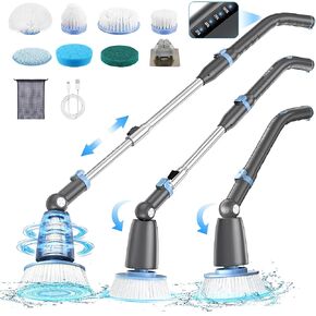 Electric Spin Scrubber, Shower Scrubber Cordless with 7 Replaceable Heads, 3 Adjustable Angle, Adjustable Extension Handle and 2 Speeds, Electric Cleaning Brush for Bathroom Tub Grout Floor in Saudi Arabia