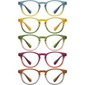 LUR READING GLASSES 5 pack Fashion Readers for Women(One for each color)