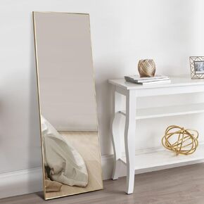 Natsukage Full Length Mirror Wall Mirror Full Length Mirror for Wall Hanging or Leaning Against Wall Dressing Mirror Body Mirror Aluminum Alloy Frame (44"x16", Gold)