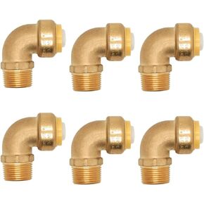 HQMPC 1/2" Pex Fittings No Lead Male PushFit Elbow 90-Degree -PEX Fitting 1/2" 90 Degree Elbow Push-to-Connect Plumbing Fitting for Copper, PEX, CPVC (6pcs 1/2")