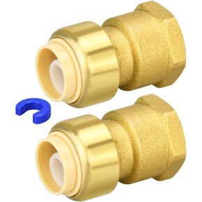 6 Pack Straight Connector Plumbing Fittings, 3/4" Push-Fit × Female NPT Thread with 1pcs Disconnect Clip Tool, NO Lead Brass (3/4", 6 Pack Female Coupler)