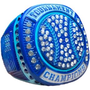 1 or 12 Pack Light Blue and Navy Blue Baseball Softball Championship Trophy Ring Award for Tournament Champion