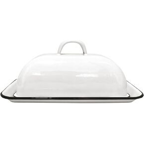 Vintage Black Rim Enamel Butter Dish