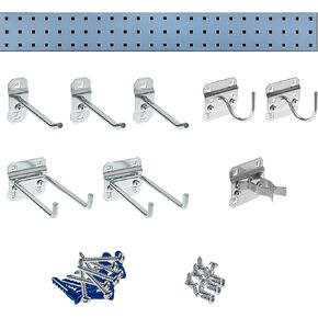 Triton Products LocBoard Strip Kit - 8-Hook Garden Tool Holder, 36 Inch x 4 1/2 Inch, Silver
