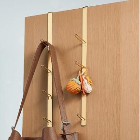niffgaff Over Door Towel Hooks: Bathroom Rack Hanger for Towels, Overdoor Coat Rack Hanging for Clothes Organizer, Gold, 2 PCS