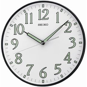 SEIKO 12 Inch Black Framed Luminous Numbered Wall Clock