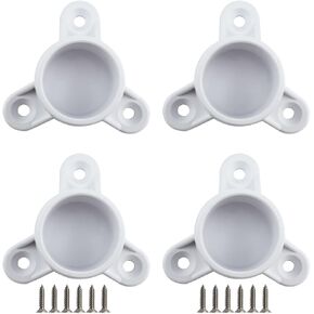 SDTC Tech 4-Pack 3/4 Inch PVC Table Leg Cap Fittings Furniture Grade Rod Holder with Mounting Screws for Making Storage Shelves, Support Feet