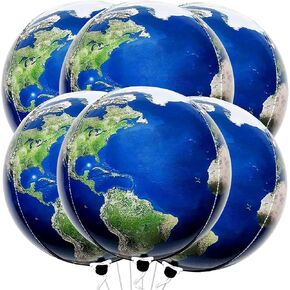 KatchOn, Globe Balloons for Globe Decorations - Big 22 Inch, Pack 6 | World Balloons for Around The World Decorations | Mylar Earth Balloons for Bon Voyage Party Decorations, Travel Party Decorations