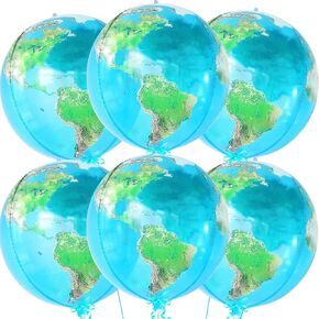 KatchOn, Globe Balloons for Globe Decorations - Big 22 Inch, Pack 6 | World Balloons for Around The World Decorations | Mylar Earth Balloons for Bon Voyage Party Decorations, Travel Party Decorations