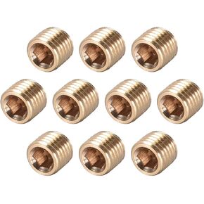 uxcell Brass Pipe Fitting - Hex Counter Sunk Plug 1/16NPT Male Socket Drive Countersunk Pipe Plugs 10pcs