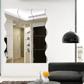 12PCS Wavy Mirror Wall Stickers Decor, 3D Art DIY Home Decorative Acrylic Mirror for Home Living Room Bedroom Sofa TV Setting Wall Decoration Decor(6.3 * 6.7inches)…