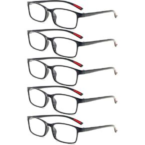 5 Pack Reading Glasses Blue Light Blocking Computer Readers Spring Hinge Women Men Eyeglasses
