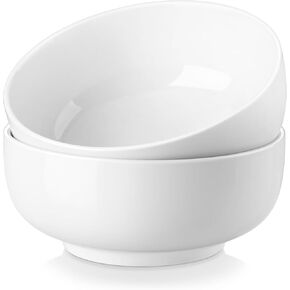 MALACASA Serving Bowls, 114 OZ(10") Extra Large Salad Bowls Set of 2, Porcelain White Serving Bowls for Salad, Soup, Pasta and Dinner, Large Ceramic Bowl Set for Entertaining, Series REGULAR