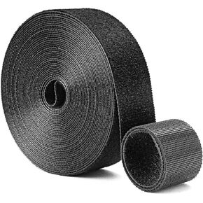 Double Sided Hook and Loop Tape, Self-Gripping Straps 1 Inch Wide, Cut to Length, Quick Wrap Cable Ties, Strips for Cords Wraps, Roll for Bundling Fastening Storage and Organization