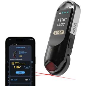 HOZO NeoRulerGO Digital Tape Measure with Laser, Rechargeable Smart Long Distance Rolling Measuring Tool for Flat Curved Diameter Odd Shapes, Bluetooth App, Pocket Size Cool Gadgets Gift for Men,Dad