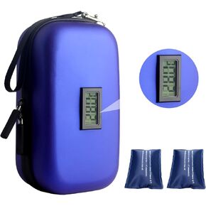 Insulin Cooler Travel Case, TSA Approved Medication Diabetic Cooler Organizer Bag with Thermometer Temperature Display 2 Ice Packs, Blue