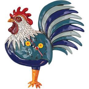 Allen Designs P1995 Swinging Pendulum Rooster Design Clock Rise N Shine 12 inches x 13.5 inches