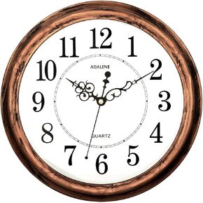 Adalene 13-Inch Decorative Wall Clock Silent Non-Ticking - Vintage Retro Kitchen Wall Clock, Bathroom - Large Wall Clocks for Living Room Décor - Rustic Wall Clocks Battery Operated Silent Wall Clock