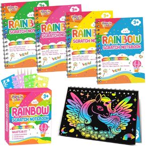 Party Favors for Kids: 36 Pack Rainbow Scratch Art Notebook Easter Classroom Gifts Bulk for Girls Boys Easter Basket Stuffers, Return Gifts for Birthday Party Favors Bulk Kids Crafts