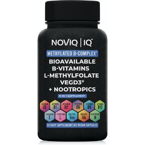 11-in-1 Methylated B-Complex Supplement: 680mcg L-Methylfolate(5-MTHF) Thiamine(B1) Riboflavin(B2) Pyridoxal(B6) Methylcobalamin(B12) - VegD3® + Nootropics - 1,100mg+ Serving - 60 Count