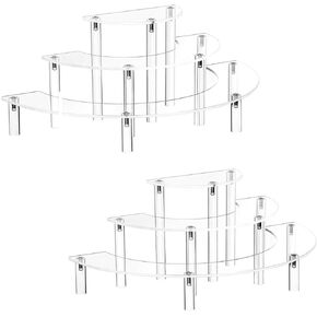 WEERSHUN2PCacrylic Display Risers 3 حامل كب كيك شبه دائري، 3 طبقات منظم عطر شبه دائري، مجموعة عرض طاولة الحلوى للمنزل، المطبخ، غرفة المعيشة في متجر الكيك