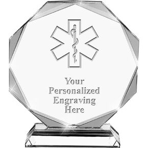 EMS Star of Life Crystal Awards, 6.75" Custom Star of Life Award with Engraving Included Prime
