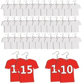 144 Pcs Sublimation Earring Blanks Jewelry Earrings Wood MDF Sublimation Football Shirt Earrings Double-sided With Earring Hooks and Jump Rings DIY Sublimation Earring Blank Bulk