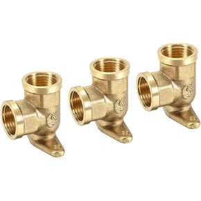 uxcell Brass Pipe Fitting 90 Degree Drop Ear Elbow G1/2 Female X G1/2 Female Crimp Fitting 3pcs