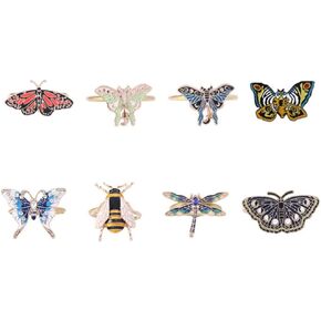 gofidin 8 Pcs Animal Shape Napkin Rings, Creative Metal Dragonfly Butterfly Bees Buckle Holder for Dinners Table Wedding Banquet Supplies Decoration Gifts