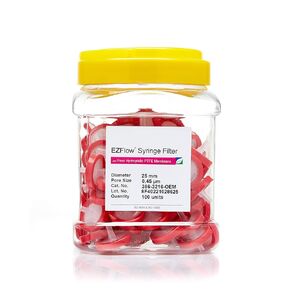 Foxx Life Sciences 386-3216-OEM Hydrophilic PTFE EZFlow Syringe Filter Sample Prep, 25 mm Diameter, .45 µm Pore Size (Pack of 100)