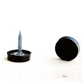Dia 25mm/1 Inch Matte Black Decorative Screw Covers Caps, 304 Stainless Steel Exposed Screw Head Covers with Washers for Furniture Indoor Outdoor Use, Mirror Screws Covers, 4 Piece