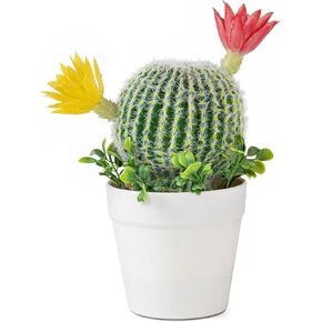 7.7 Inch Mini Artificial Cactus - Faux Cactus Flowering Cactus, Fake Succulent Plant Decor for Home Office