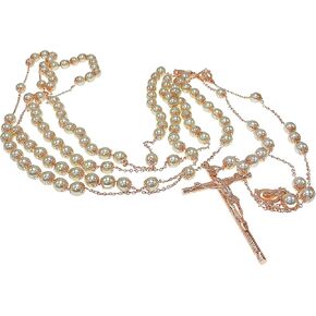 Rose Gold Plated Crystal Pearls Wedding Lasso/Ivory Pearls Wedding Lasso/Rose Gold Wedding Rosary/Lazo de Boda En Color Oro Rosa